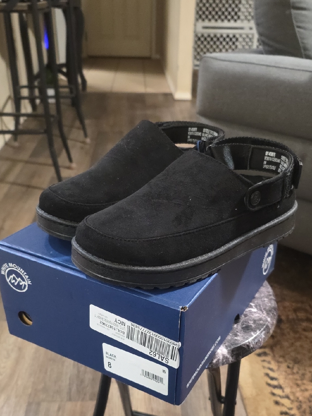 White Mountain Black Slip-On Mule with Back Strap Women's